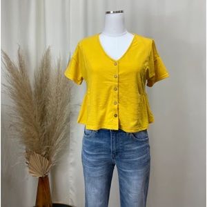 Adorable marigold button front elevated crop top